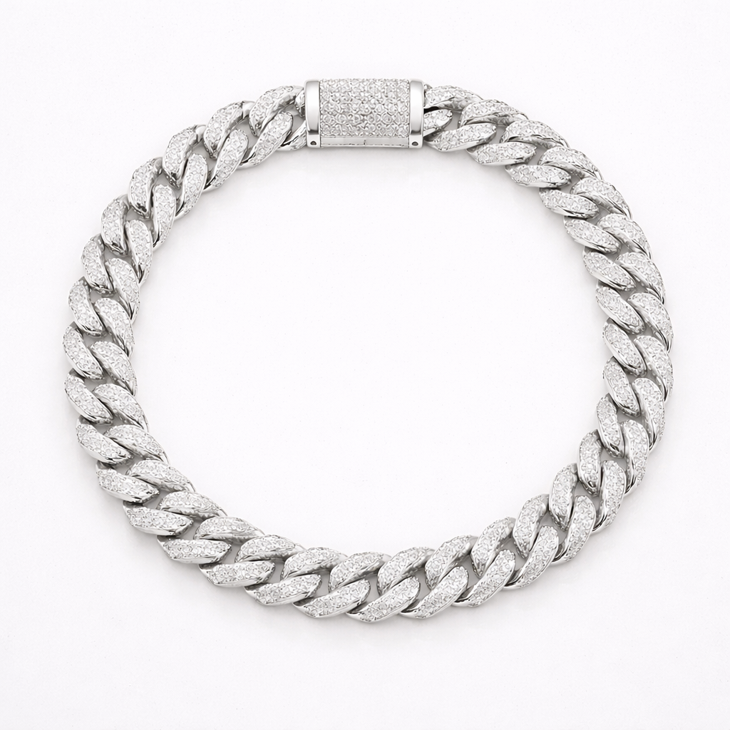 Chaine "Prong King" - 14mm (plaqué argent)