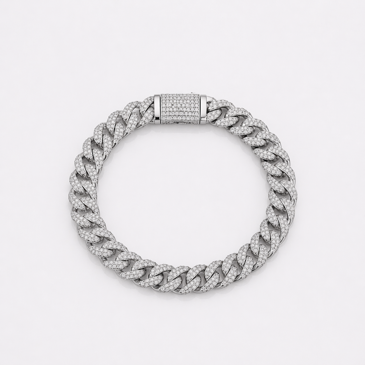 Bracelet "Glacier" - iced 10mm (plaqué argent)