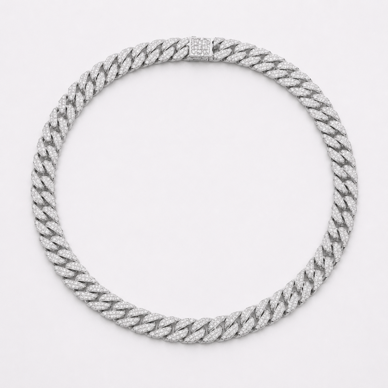 Chaine "Glacier Cuban" - iced (plaqué argent)