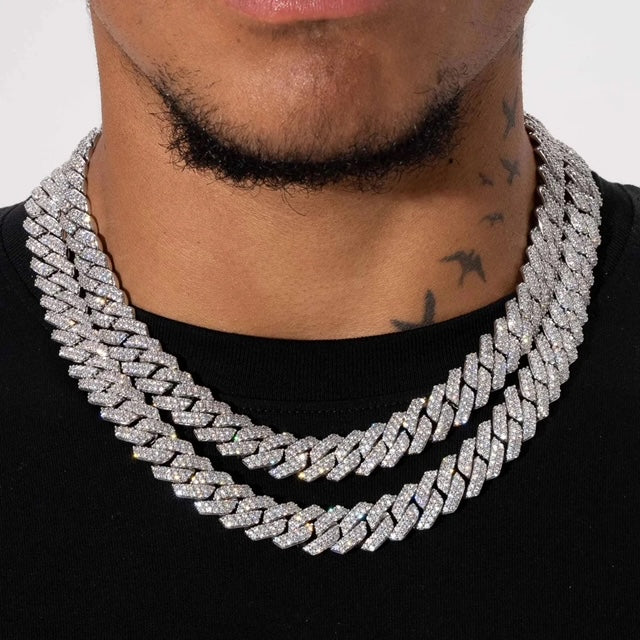 Chaine "Prong King" - 14mm (plaqué argent)