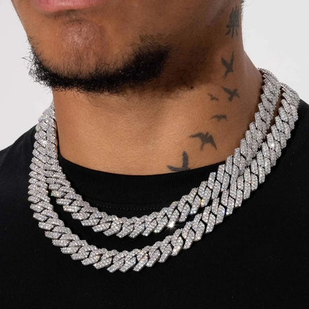 Chaine "Prong King" - 14mm (plaqué argent)