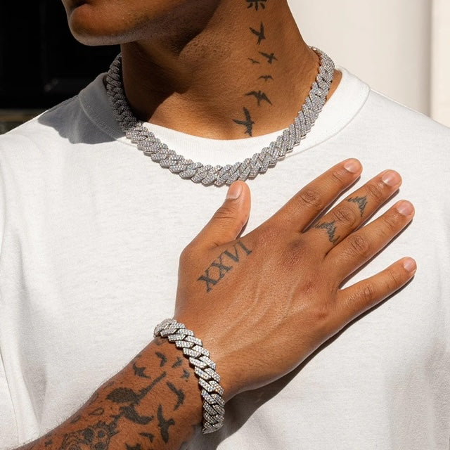 Chaine "Prong King" - 14mm (plaqué argent)
